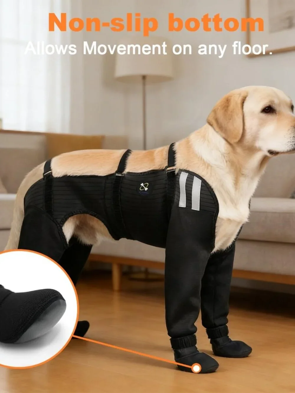 Dog Socks for All 4 Paws, Waterproof, Non-Slip, Paw Protection, Large, Black